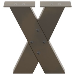 Pieds de table basse en forme de X, 2 pièces, acier naturel, 40 x (30-31) cm 