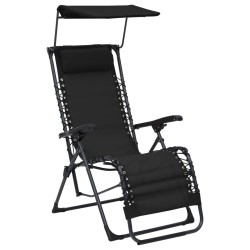 Chaise pliable de terrasse Textilène Noir 