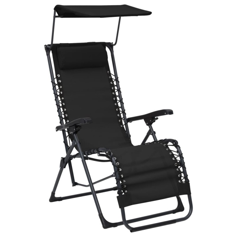 Chaise pliable de terrasse Textilène Noir 