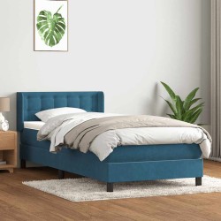 Sommier à lattes de lit et matelas bleu foncé 80x220 cm velours 