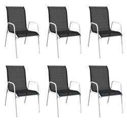 Ensemble à manger d'extérieur 7 pcs Acier Noir 