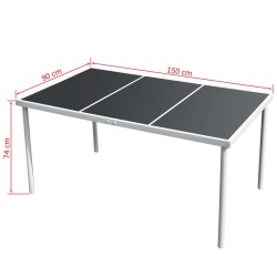 Ensemble à manger d'extérieur 7 pcs Acier Noir 