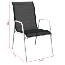 Ensemble à manger d'extérieur 7 pcs Acier Noir 