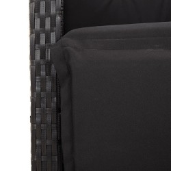 Ensemble de bistro 3 pcs avec coussins noir résine tressée 