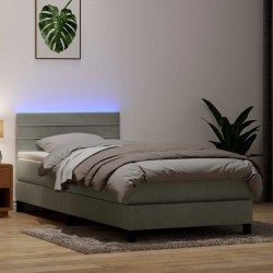 Sommier à lattes de lit et matelas gris clair 80x210 cm velours 