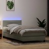 Sommier à lattes de lit et matelas gris clair 80x210 cm velours 