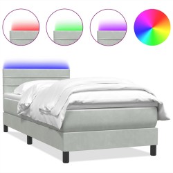 Sommier à lattes de lit et matelas gris clair 80x210 cm velours 