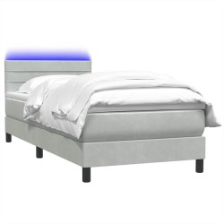 Sommier à lattes de lit et matelas gris clair 80x210 cm velours 