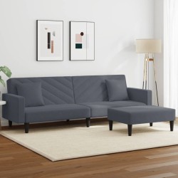 Ensemble de canapés 2 pcs avec coussins gris foncé velours 