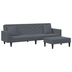 Ensemble de canapés 2 pcs avec coussins gris foncé velours 