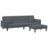 Ensemble de canapés 2 pcs avec coussins gris foncé velours 