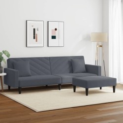 Ensemble de canapés 2 pcs avec coussins gris foncé velours 