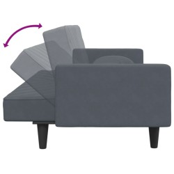Ensemble de canapés 2 pcs avec coussins gris foncé velours 
