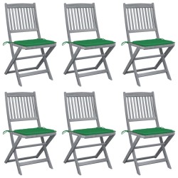 Chaises pliables d'extérieur lot de 6 et coussins Bois d'acacia 
