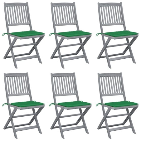 Chaises pliables d'extérieur lot de 6 et coussins Bois d'acacia 