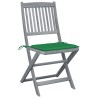 Chaises pliables d'extérieur lot de 6 et coussins Bois d'acacia 