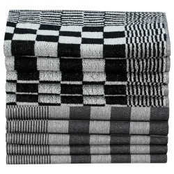 Ensemble de serviettes 50 pcs noir et blanc coton 