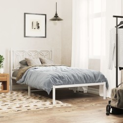 Cadre de lit métal sans matelas et tête de lit blanc 107x203 cm 