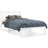 Cadre de lit métal sans matelas et tête de lit blanc 107x203 cm 