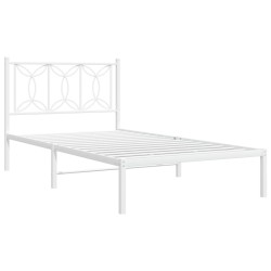 Cadre de lit métal sans matelas et tête de lit blanc 107x203 cm 