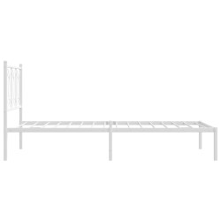 Cadre de lit métal sans matelas et tête de lit blanc 107x203 cm 