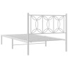 Cadre de lit métal sans matelas et tête de lit blanc 107x203 cm 