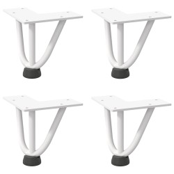 Pieds en épingle à cheveux pour table basse 4 pièces Blanc 10 cm Acier massif 