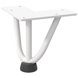 Pieds en épingle à cheveux pour table basse 4 pièces Blanc 10 cm Acier massif 