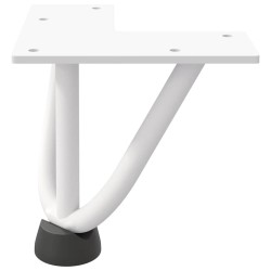 Pieds en épingle à cheveux pour table basse 4 pièces Blanc 10 cm Acier massif 