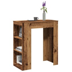 Table de bar avec étagères vieux bois bois d'ingénierie 