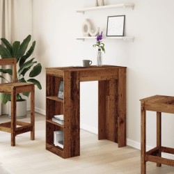 Table de bar avec étagères vieux bois bois d'ingénierie 