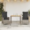 Ensemble à manger de jardin 3 pcs coussins gris résine tressée 