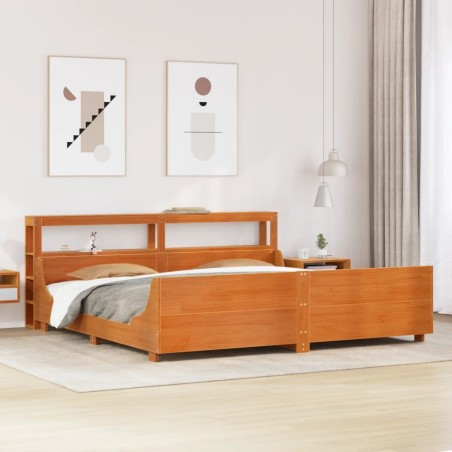 Cadre de lit sans matelas cire marron 200x200cm bois pin massif 