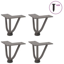 Pieds en épingle à cheveux pour table basse 4 pièces Acier naturel 10 cm Acier massif 