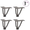 Pieds en épingle à cheveux pour table basse 4 pièces Acier naturel 10 cm Acier massif 