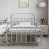 Cadre de lit métal sans matelas et pied de lit blanc 100x190 cm 