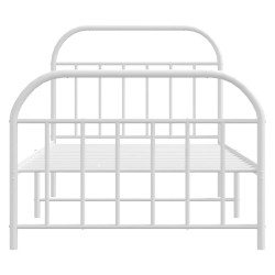 Cadre de lit métal sans matelas et pied de lit blanc 100x190 cm 
