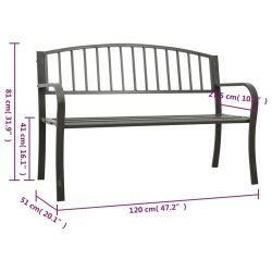 Banc de jardin Gris 120 cm Acier 