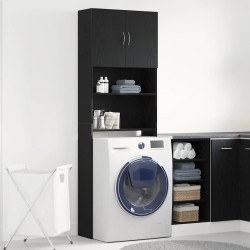 Meuble de machine à laver chêne noir 64x24x190 cm 