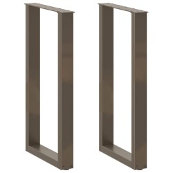 Pieds de table de bar en forme de U, 2 pièces, acier naturel, 40 x (90-91) cm 