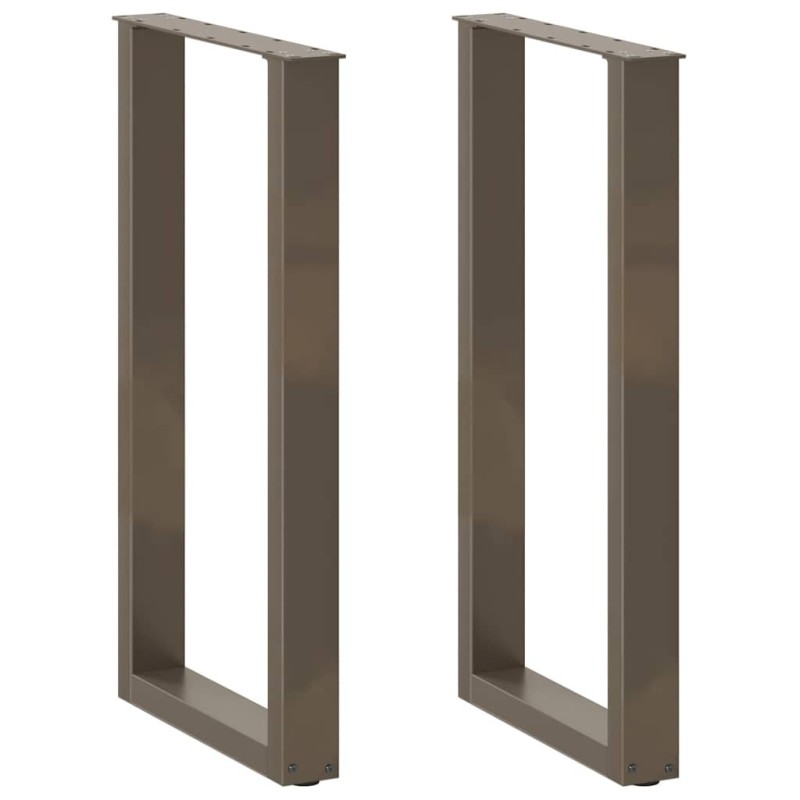 Pieds de table de bar en forme de U, 2 pièces, acier naturel, 40 x (90-91) cm 