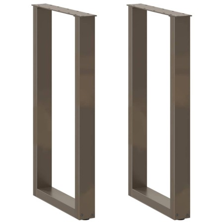 Pieds de table de bar en forme de U, 2 pièces, acier naturel, 40 x (90-91) cm 