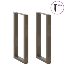 Pieds de table de bar en forme de U, 2 pièces, acier naturel, 40 x (90-91) cm 