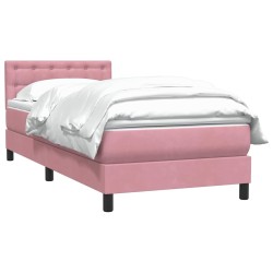 Sommier à lattes de lit avec matelas rose 100x210 cm velours 