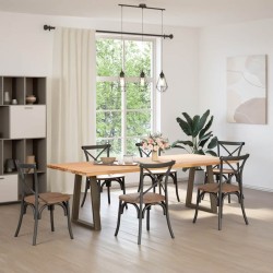 Pieds de table à manger en forme de V, 2 pièces, acier naturel, 60 x (72-73,3) cm 