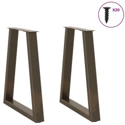 Pieds de table à manger en forme de V, 2 pièces, acier naturel, 60 x (72-73,3) cm 