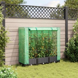 Jardinière surélevée avec housse aspect rotin 120x40x123 cm 