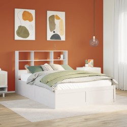 Cadre de lit sans matelas blanc 140x200 cm bois de pin massif 