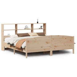 Lit bibliothèque sans matelas 200x200 cm bois massif de pin 
