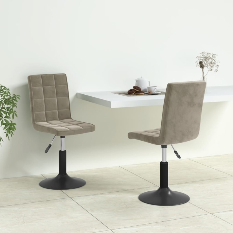 Chaises pivotantes à manger lot de 2 gris clair velours Chaises pivotantes à manger lot de 2 gris clair velours
